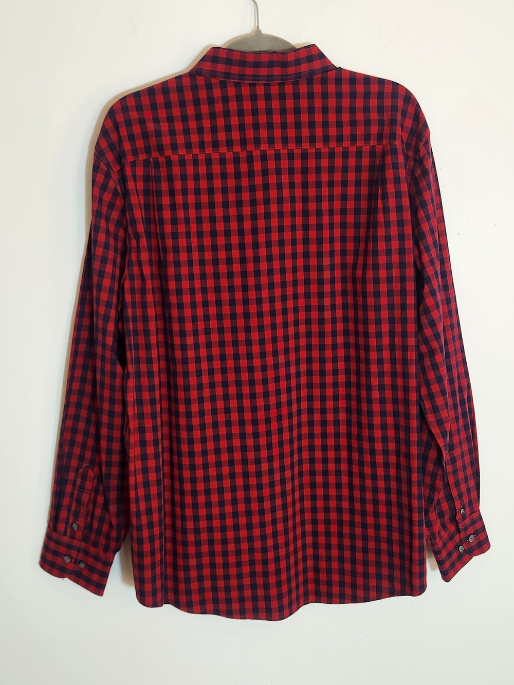 George Red and Navy Plaid Check Long Sleeve Button Down Shirt Size XL - Picture 3 of 8